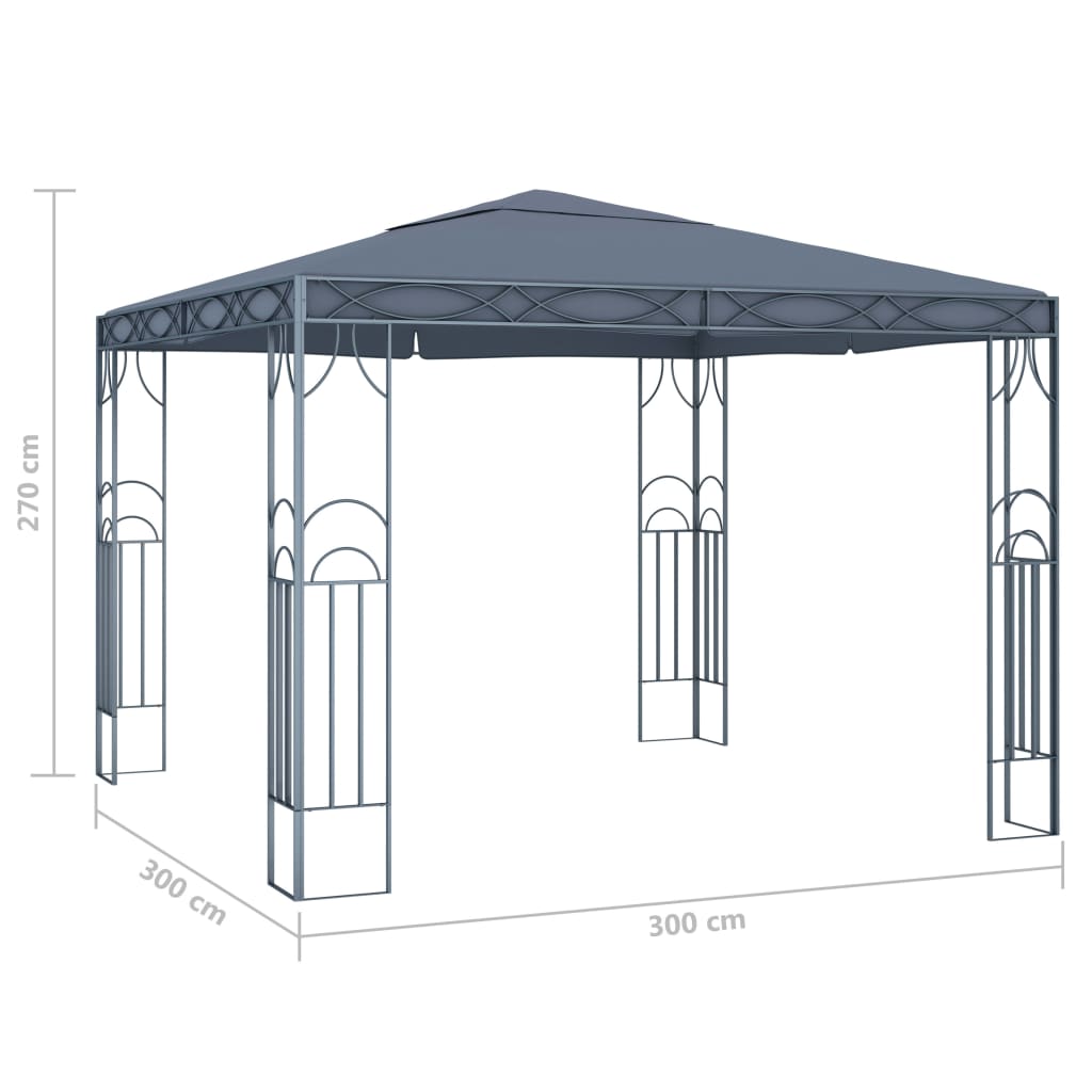 Gazebo with LED String Lights 300x300 cm Anthracite