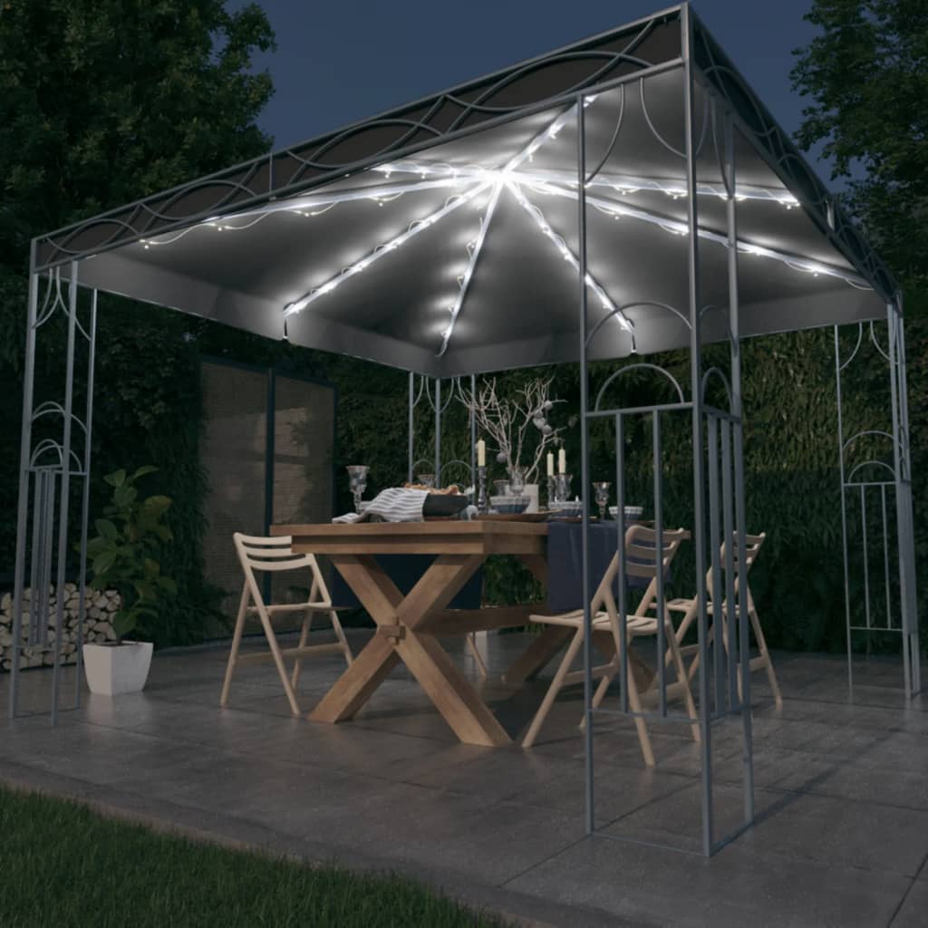 Gazebo with LED String Lights 300x300 cm Anthracite