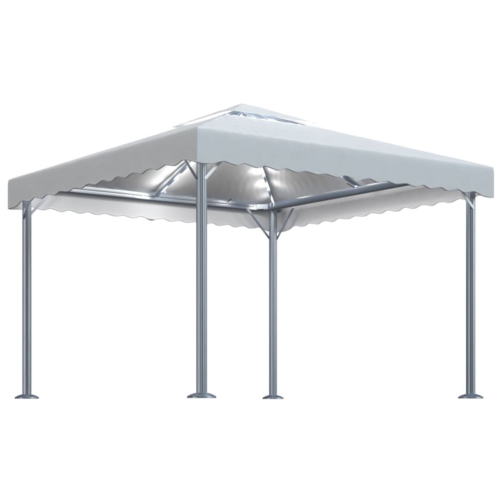 Gazebo with LED String Lights 300x300 cm Cream Aluminium