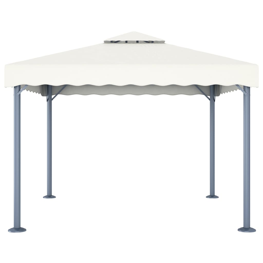 Gazebo with LED String Lights 300x300 cm Cream Aluminium