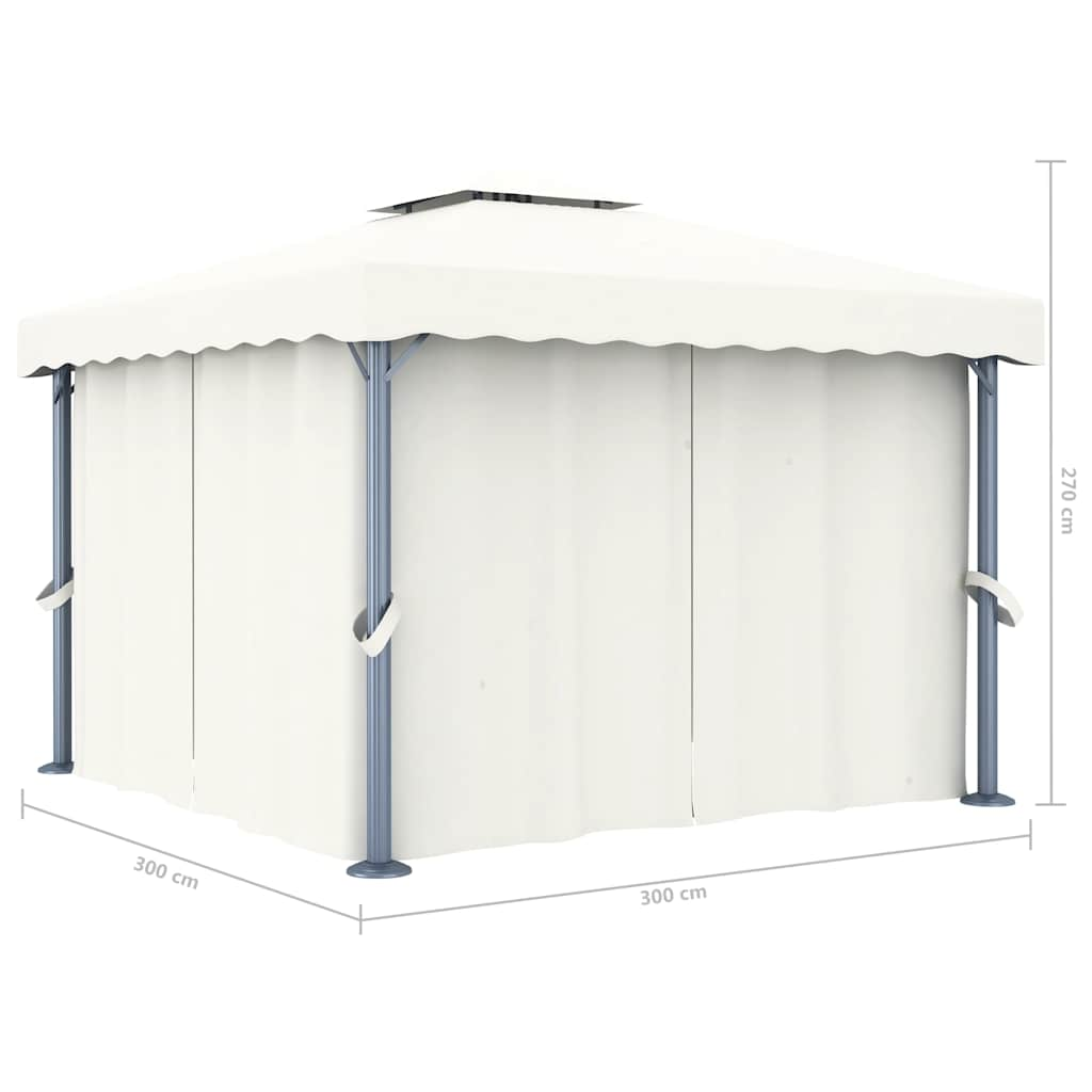 Gazebo with Curtain&LED String Lights 3x3 m Cream White