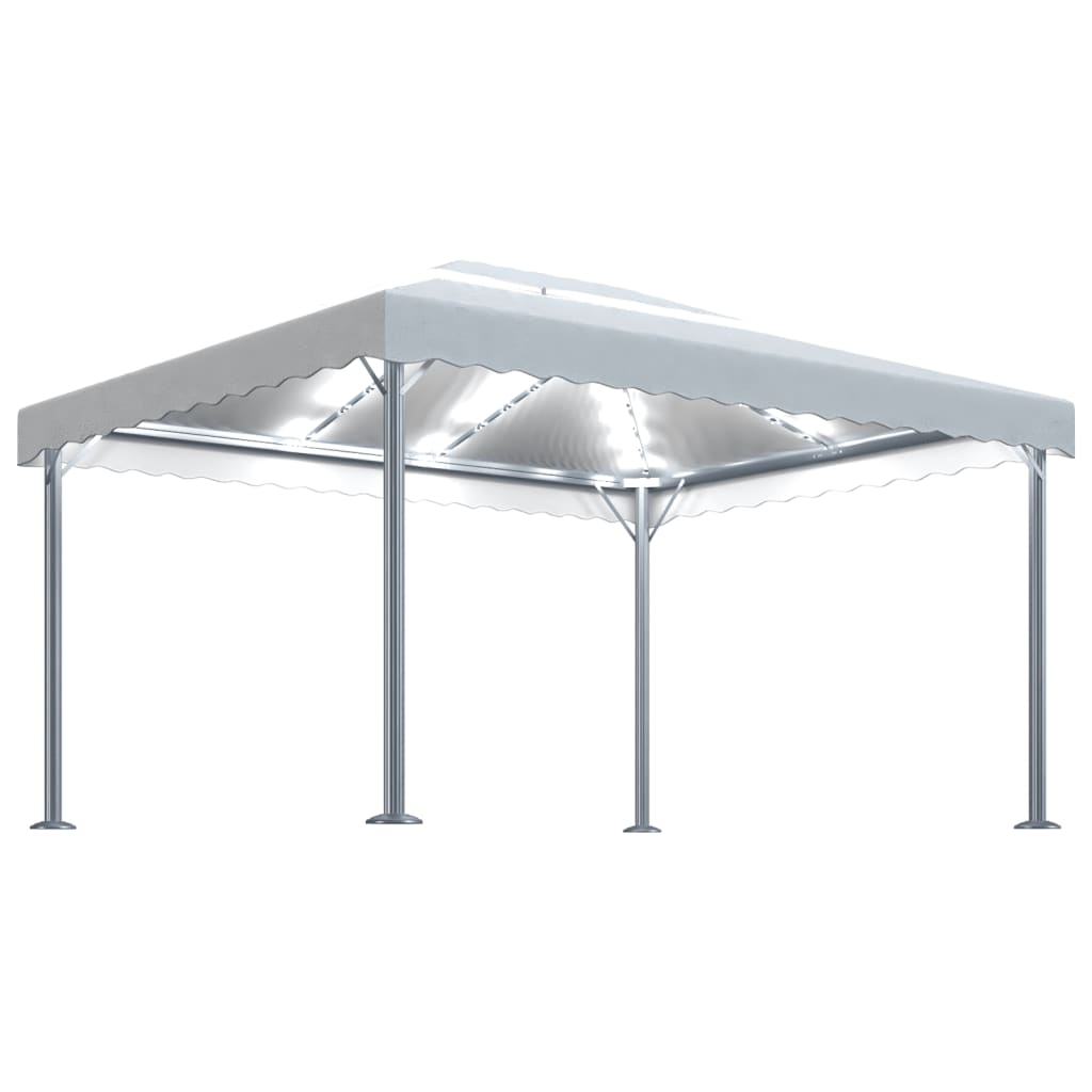 Gazebo with LED String Lights 400x300 cm Cream Aluminium