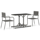 3 Piece Garden Dining Set Grey