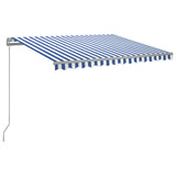 Manual Retractable Awning with LED 300x250 cm Blue and White
