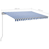 Manual Retractable Awning with LED 300x250 cm Blue and White