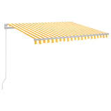 Manual Retractable Awning with LED 300x250 cm Yellow and White