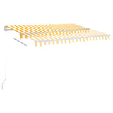 Manual Retractable Awning with LED 300x250 cm Yellow and White