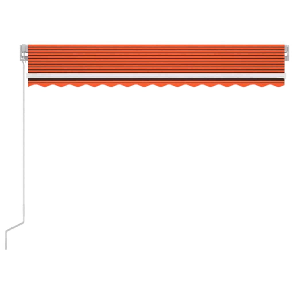 Manual Retractable Awning with LED 350x250 cm Orange and Brown