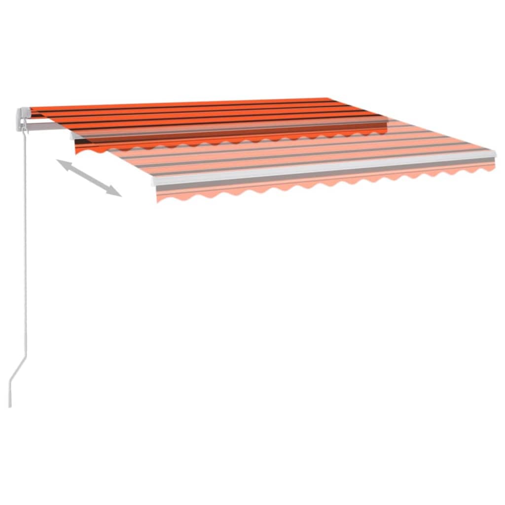Manual Retractable Awning with LED 350x250 cm Orange and Brown