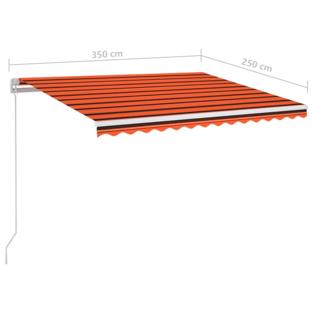 Manual Retractable Awning with LED 350x250 cm Orange and Brown