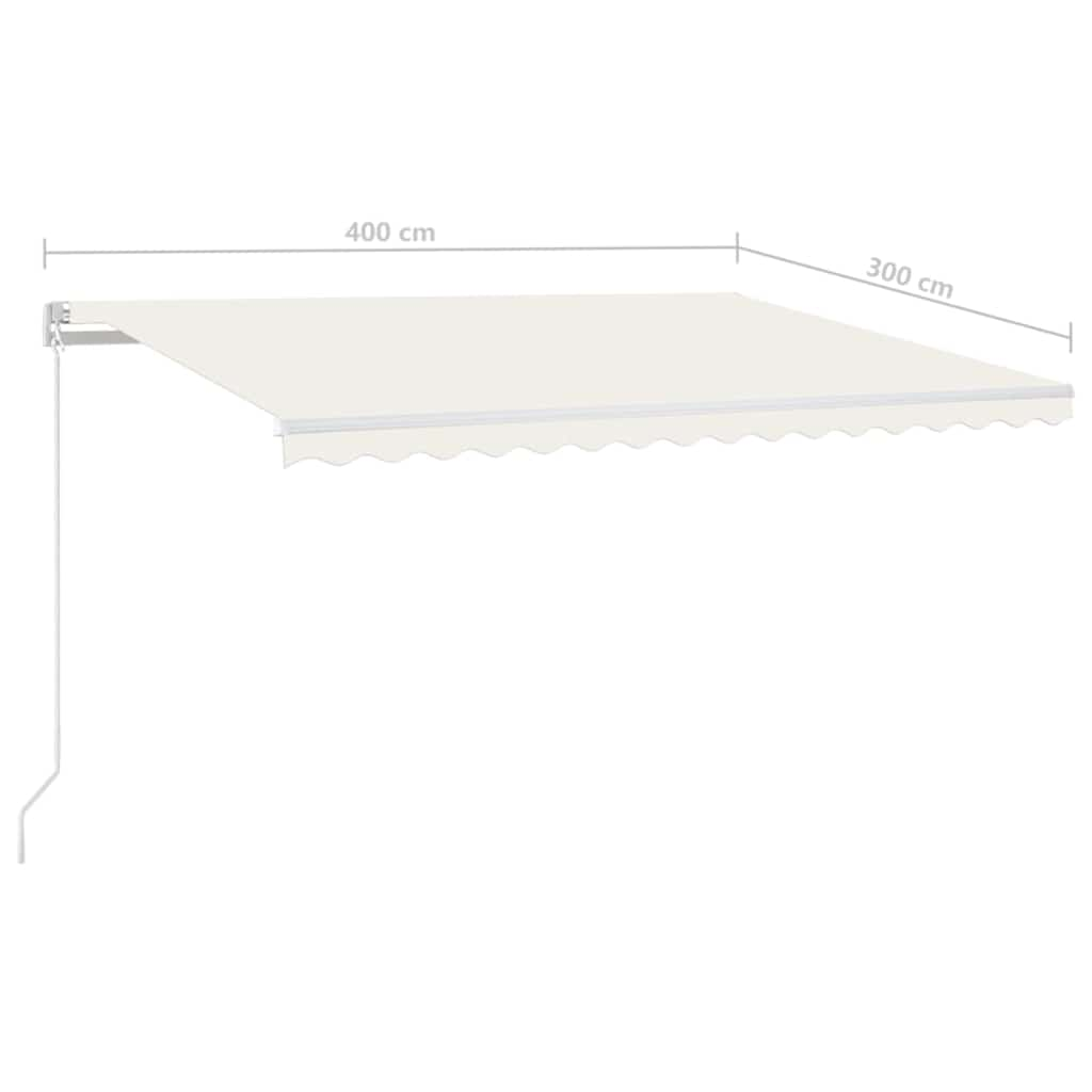 Manual Retractable Awning with LED 400x300 cm Cream