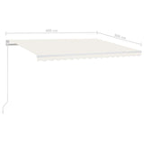 Manual Retractable Awning with LED 400x300 cm Cream