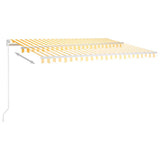 Manual Retractable Awning with LED 400x300 cm Yellow and White