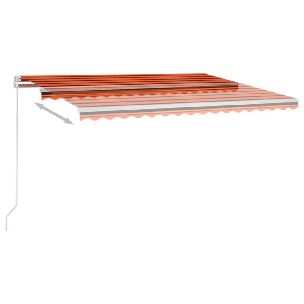 Manual Retractable Awning with LED 400x300 cm Orange and Brown