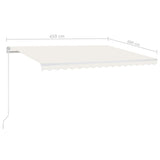 Manual Retractable Awning with LED 450x300 cm Cream