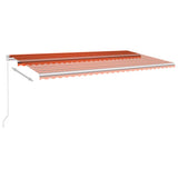 Manual Retractable Awning with LED 600x300 cm Orange and Brown