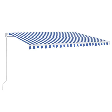Manual Retractable Awning with LED 400x350 cm Blue and White
