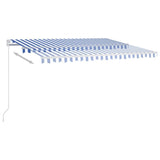 Manual Retractable Awning with LED 400x350 cm Blue and White