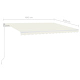 Manual Retractable Awning with LED 400x350 cm Cream
