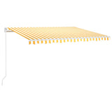 Manual Retractable Awning with LED 450x350 cm Yellow and White