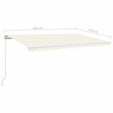 Manual Retractable Awning with LED 500x350 cm Cream