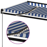 Manual Retractable Awning with LED 350x250 cm Blue and White