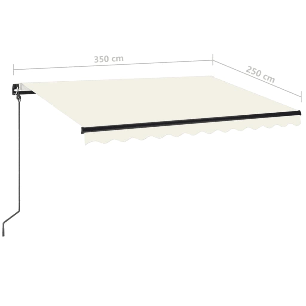 Manual Retractable Awning with LED 350x250 cm Cream