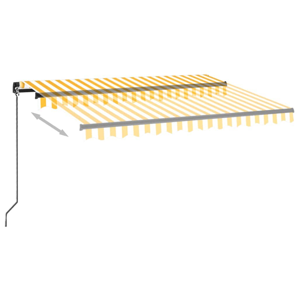 Manual Retractable Awning with LED 350x250 cm Yellow and White