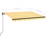 Manual Retractable Awning with LED 350x250 cm Yellow and White