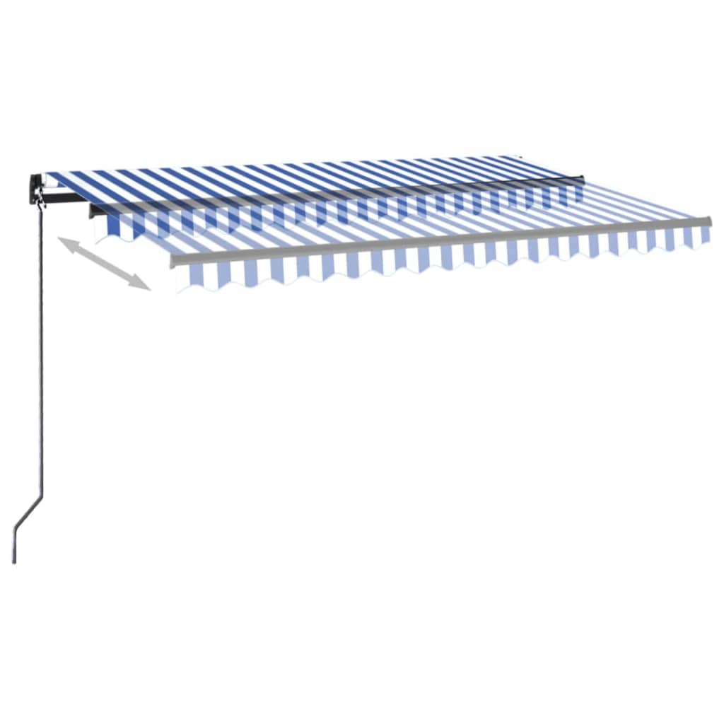 Manual Retractable Awning with LED 400x300 cm Blue and White