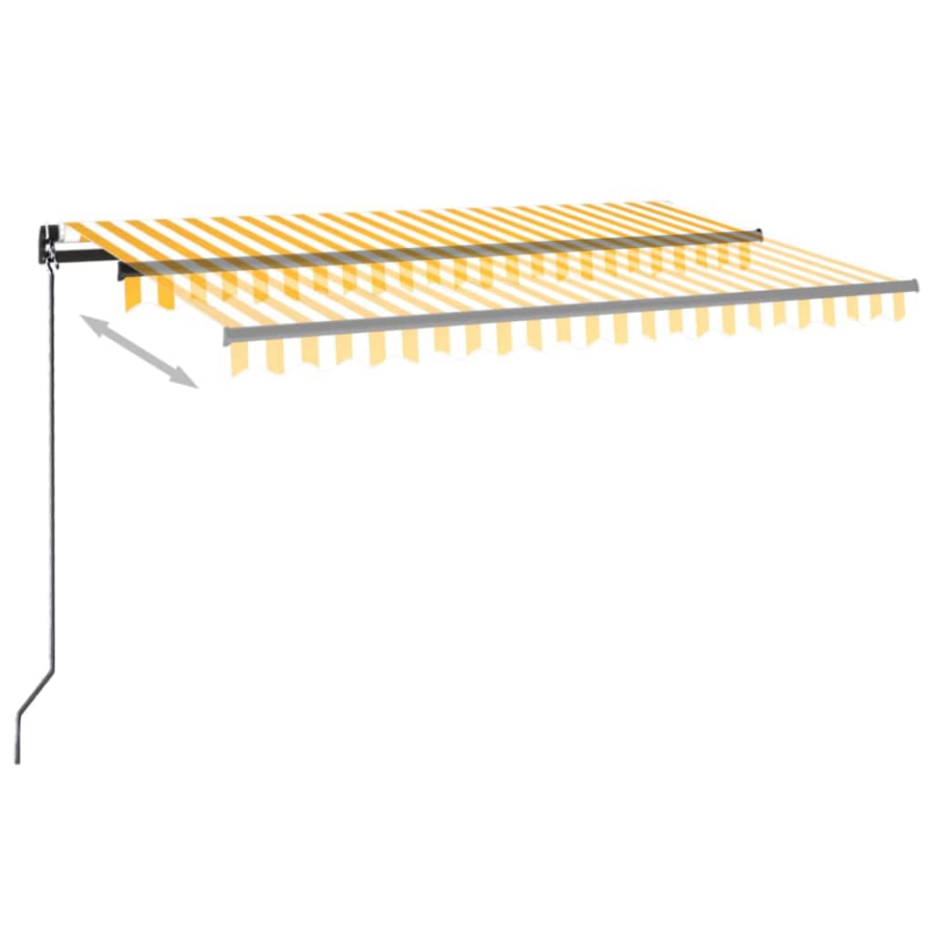 Manual Retractable Awning with LED 450x300 cm Yellow and White