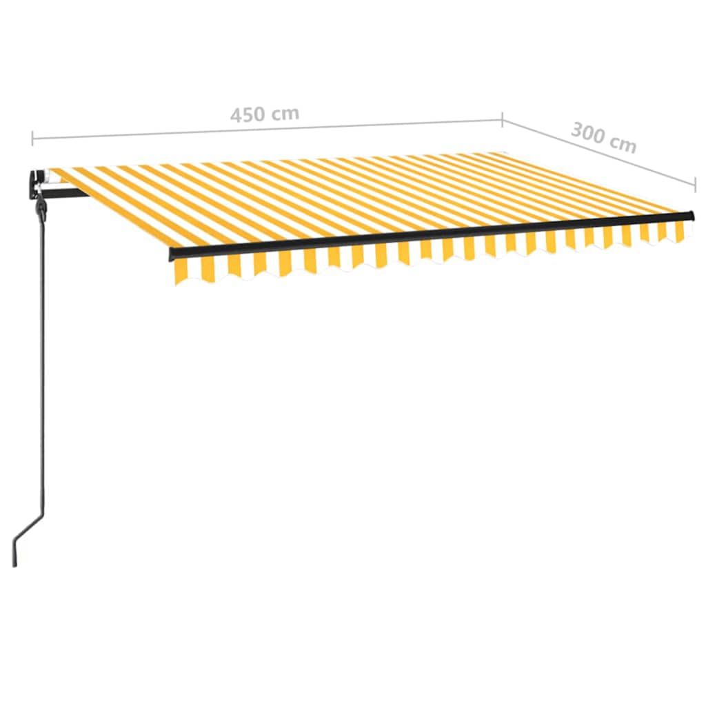 Manual Retractable Awning with LED 450x300 cm Yellow and White