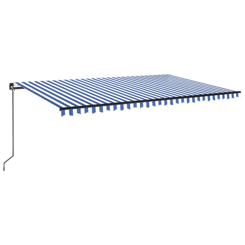 Manual Retractable Awning with LED 500x300 cm Blue and White