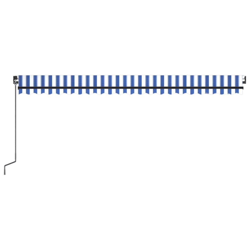 Manual Retractable Awning with LED 500x300 cm Blue and White