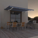 Manual Retractable Awning with LED 500x300 cm Blue and White