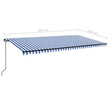 Manual Retractable Awning with LED 600x300 cm Blue and White