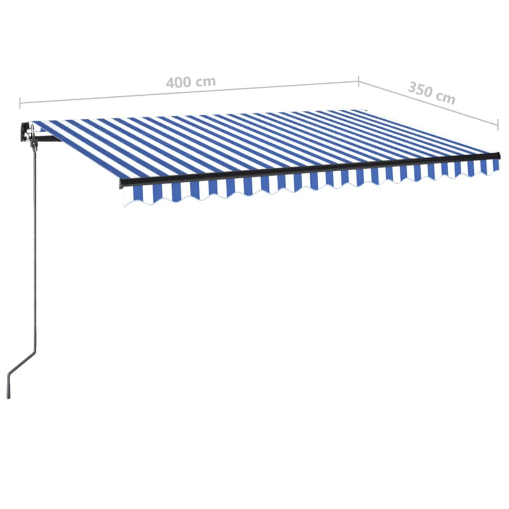 Manual Retractable Awning 400x350 cm Blue and White