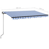 Manual Retractable Awning 400x350 cm Blue and White