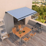 Manual Retractable Awning 400x350 cm Blue and White