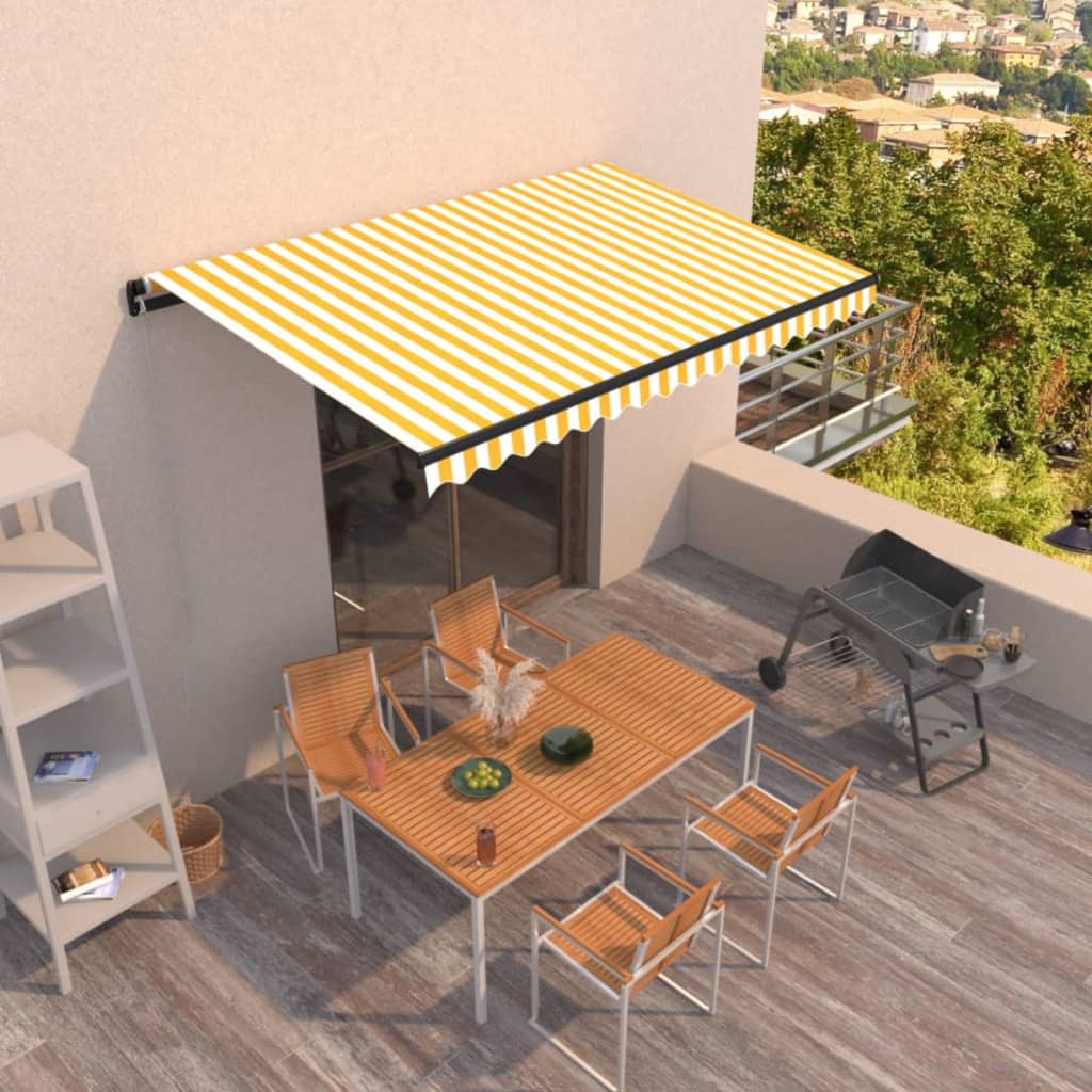 Manual Retractable Awning 400x350 cm Yellow and White