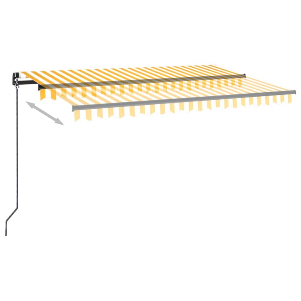 Manual Retractable Awning with LED 400x350 cm Yellow and White