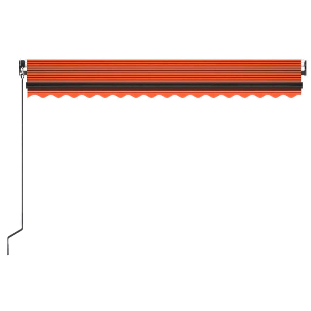 Manual Retractable Awning with LED 400x350 cm Orange and Brown