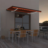 Manual Retractable Awning with LED 400x350 cm Orange and Brown