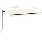 Manual Retractable Awning 450x350 cm Cream