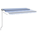 Manual Retractable Awning with LED 450x350 cm Blue and White