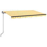 Manual Retractable Awning with LED 450x350 cm Yellow and White