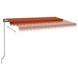 Manual Retractable Awning with LED 450x350 cm Orange and Brown