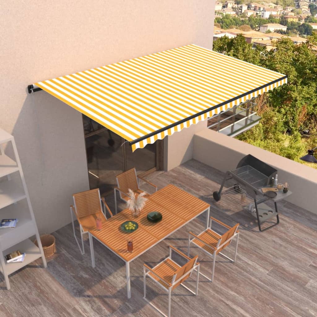 Manual Retractable Awning 500x350 cm Yellow and White