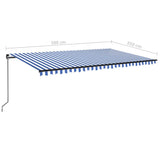 Manual Retractable Awning with LED 500x350 cm Blue and White