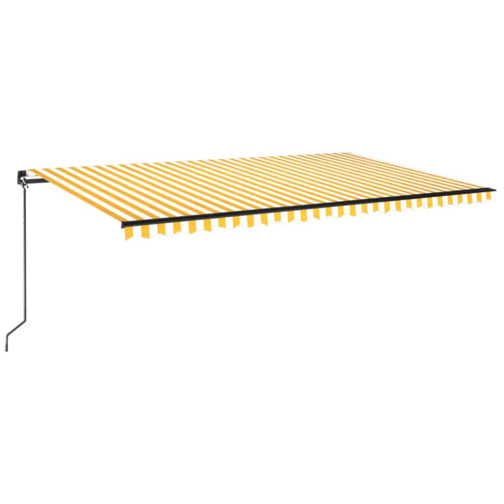 Manual Retractable Awning with LED 500x350 cm Yellow and White